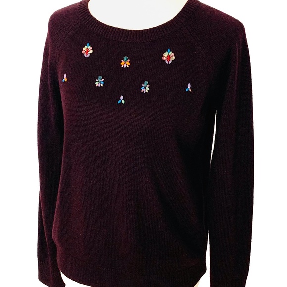 LOFT Sweaters - Ann Taylor LOFT Jeweled Soft Crewneck Sweater